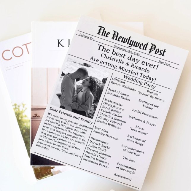 Einfache Skriptzeitung Hochzeit speichern Sie das  Einladung (Von Creator hochgeladen)