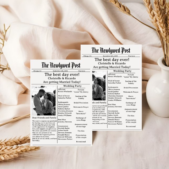 Einfache Skriptzeitung Hochzeit speichern Sie das  Einladung (Von Creator hochgeladen)