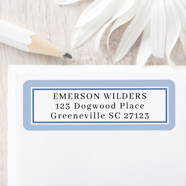 Einfache Sky Blue und White Return Address Label (Insitu)