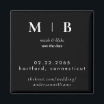 Einfache Sleek Monogram B/W Hochzeit Das Datum II  Magnet<br><div class="desc">Zeitgenössische Schwarz-Weiß-Monogramm Hochzeit speichern Sie das Datum Magnet. Größere Print als Original.</div>