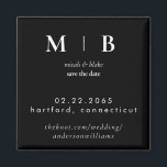 Einfache Sleek Monogram B/W Hochzeit Das Datum II  Magnet<br><div class="desc">Zeitgenössische Schwarz-Weiß-Monogramm Hochzeit speichern Sie das Datum Magnet. Größere Print als Original.</div>