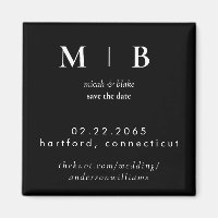 Einfache Sleek Monogram B/W Hochzeit Das Datum II 