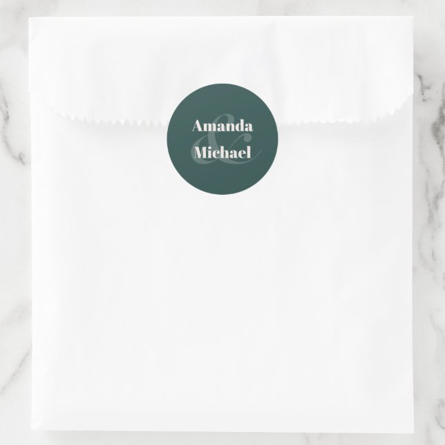 Einfache Smaragdgrüne Moderne Braut und Bräuche Runder Aufkleber (Tasche)