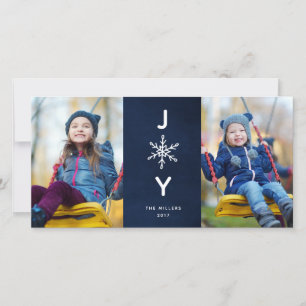 Einfache Snowflake Joliday 2 Foto-Karte Feiertagskarte