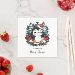 Einfache Snowflake Pinguin-Babydusche Serviette