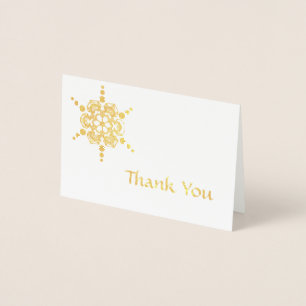 Einfache Snowflake-Sternexplosion Danke Gold Folienkarte