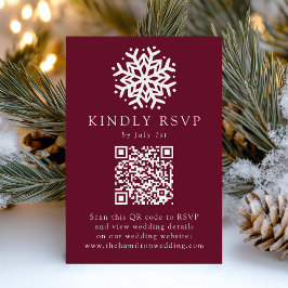 Einfache Snowflake Wine QR Code Hochzeit RSVP Karte