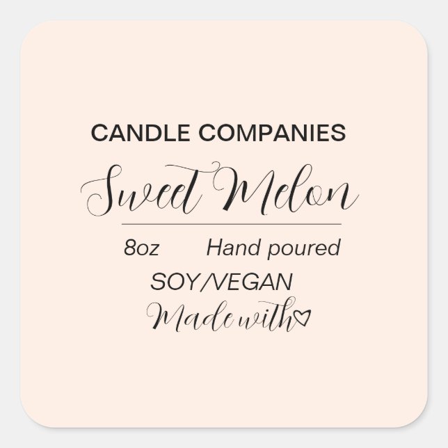 Einfache Soft Vegan Candle Maker Business Quadratischer Aufkleber (Vorderseite)