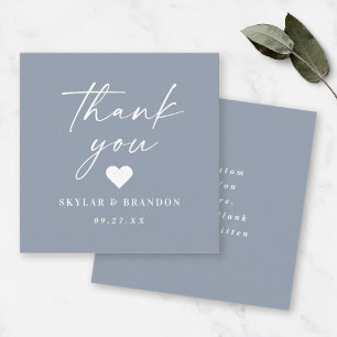 Einfache Solid Color Dusty Blue Wedding Vielen Dan Mitteilungskarte