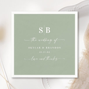 Einfache Solid Color Light Green Wedding Monogram Serviette