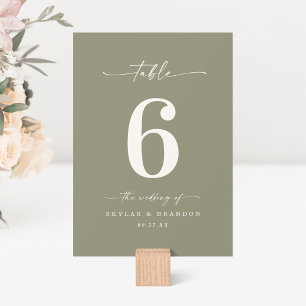 Einfache Solid Color Medium Lily Green Wedding Tischnummer