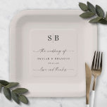 Einfache Solid Color Off-White Ecru Wedding Monogr Pappteller<br><div class="desc">Einfache Solid Color Off-White Ecru Wedding Monogram Empfang Personalisiert Paper Teller. Diese moderne Hochzeit oder jede Veranstaltung Papier Platte Design ist einfach und minimal mit einer schlichten soliden Hintergrund Farbe und trendige Signatur Kalligraphie Skript-Schriftart. Die neue Farbpalette für Hochzeiten. Auch ein einfaches Monogramm oben. Die Chic Minimal Wedding Kollektion wird...</div>