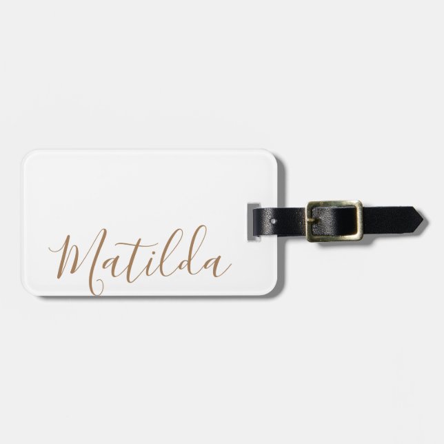 Einfache, solide Farbe Gold Personalisierter Name  Gepäckanhänger (Vorderseite horizontal)