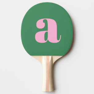 Einfache Sommer-Pink-Grüne Retro-Monogramm-Initial Tischtennis Schläger