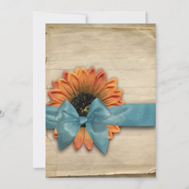 Einfache Sonnenblume Bio Hochzeit Einladung (Vorderseite)