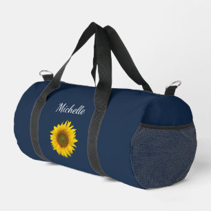 Einfache Sonnenblume Botanisches Navy Blau Duffle Bag