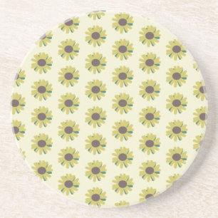 Einfache Sonnenblume Braun Grün Gelb Blumenmuster Getränkeuntersetzer