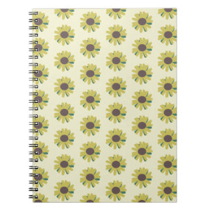 Einfache Sonnenblume Braun Grün Gelb Blumenmuster Notizblock