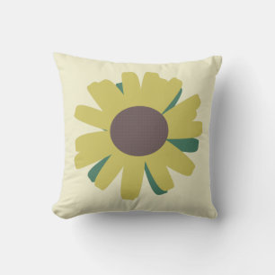 Einfache Sonnenblume Braun Grün Gelbe Blume Kissen