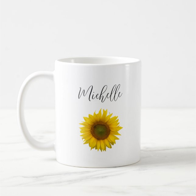 Einfache Sonnenblume Elegantes Skript Kaffeetasse (Links)