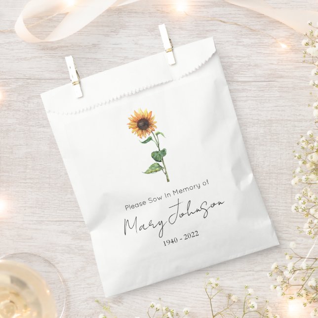 Einfache Sonnenblumen-Samen-Päckchen Beerdigung  Geschenktütchen (Ausgeschnitten)