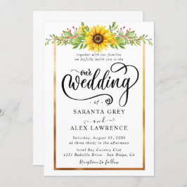 Einfache Sonnenblumenhochzeit Einladung