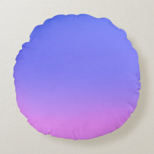 Einfache Sonnenuntergang Ombre Effekt Blau & Rosa Rundes Kissen