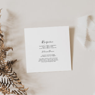 Einfache spanische Hochzeitsempfehlung Begleitkarte