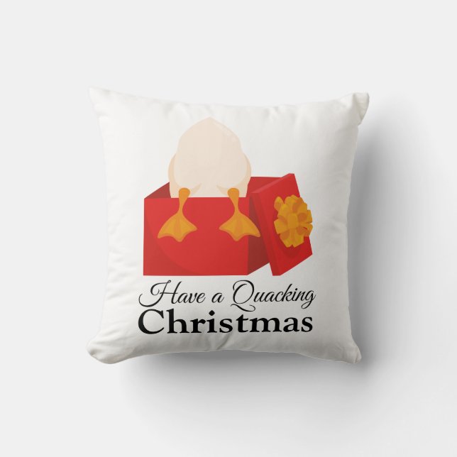 Einfache Spaß Weihnachten niedliche Ente in roter  Kissen (Vorderseite)