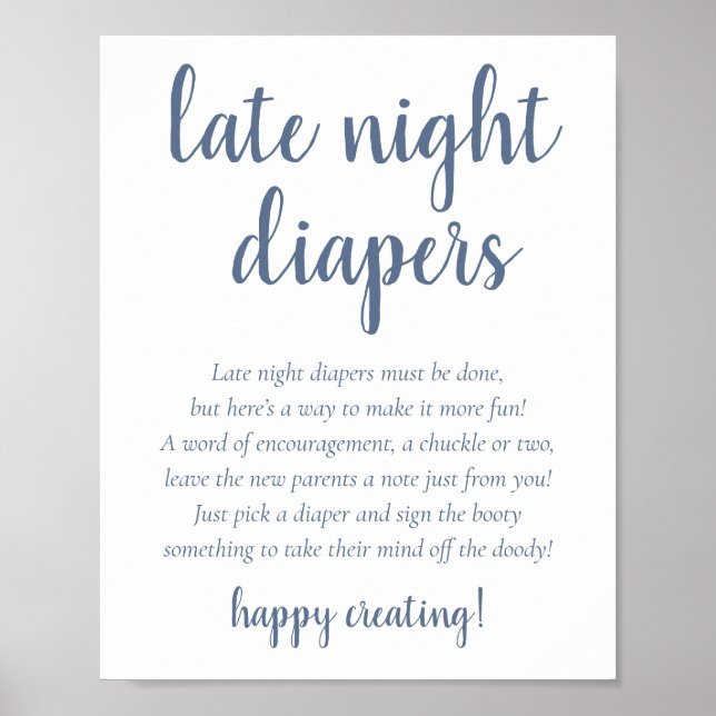 Einfache Spätabenteuer | Blue Baby Dusche Poster (Vorne)