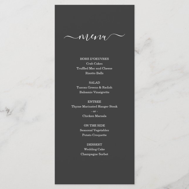 Einfache Speisekarte für Hochzeiten oder andere Be Programm (Vorderseite)