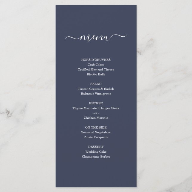 Einfache Speisekarte für Hochzeiten oder andere Be Programm (Vorderseite)