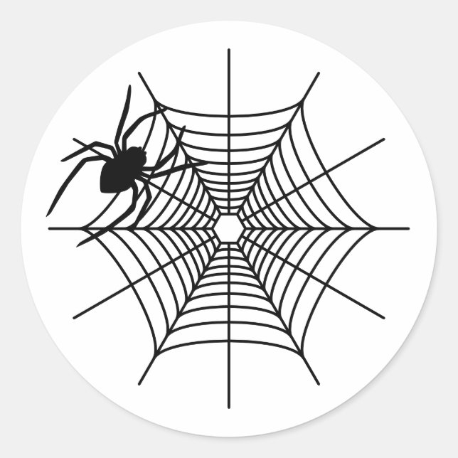 Einfache Spinne und etwas Spiderweb Halloween Runder Aufkleber (Vorderseite)