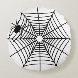 Einfache Spinnweben mit Spider Silhouette Hallowee Rundes Kissen