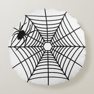 Einfache Spinnweben mit Spider Silhouette Hallowee Rundes Kissen