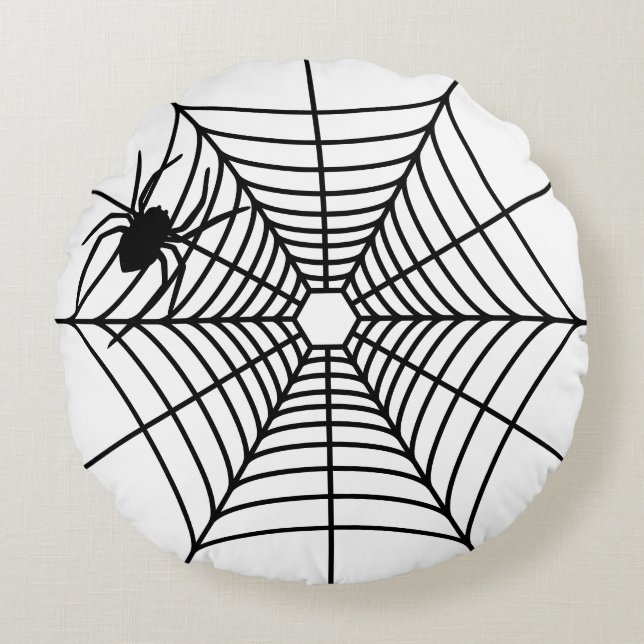 Einfache Spinnweben mit Spider Silhouette Hallowee Rundes Kissen (Vorderseite)