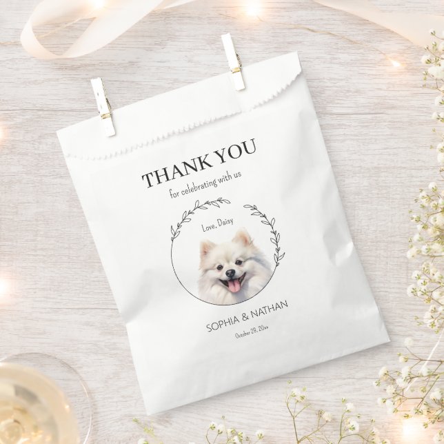 Einfache Spitz Hunde Hochzeit Vielen Dank für Ihr  Geschenktütchen (Ausgeschnitten)