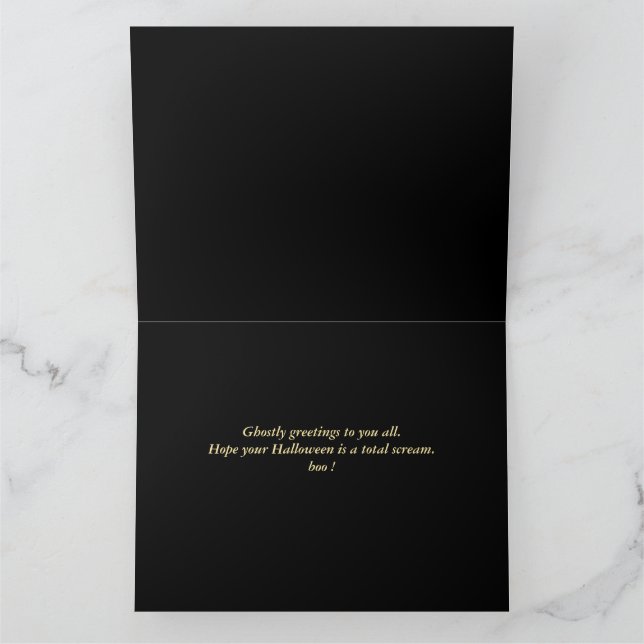 Einfache Spooky Familie glücklich Halloween Pumpki Karte (Innenseite)