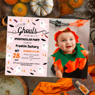 Einfache Spooky Halloween Niedliche Ghouls Geburts Einladung