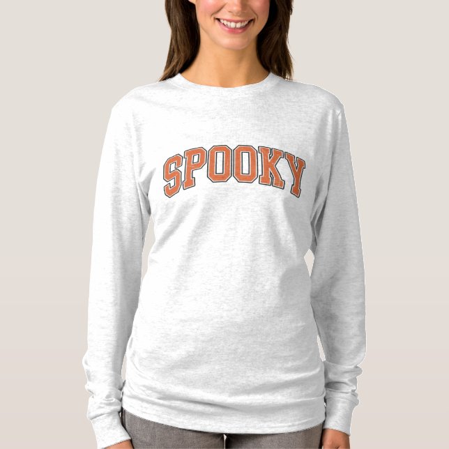 Einfache Spooky-Kollegium Halloween Langschläfer T T-Shirt (Vorderseite)