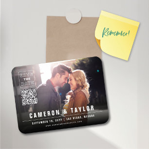 Einfache Square Box Foto Moderner Chic Save the Da Magnet