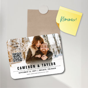 Einfache Square Box Foto Moderner Chic Save the Da Magnet