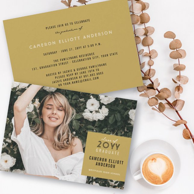 Einfache Square Minimalistisch Foto Graduation Par Einladung (Von Creator hochgeladen)