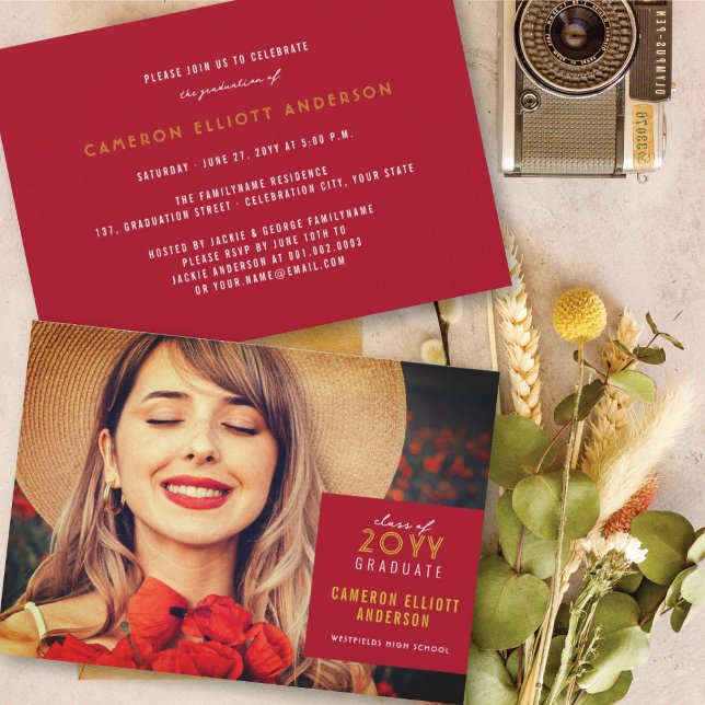 Einfache Square Minimalistisch Foto Graduation Par Einladung (Von Creator hochgeladen)