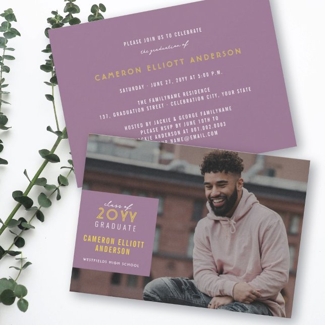 Einfache Square Minimalistisch Foto Graduation Par Einladung (Von Creator hochgeladen)