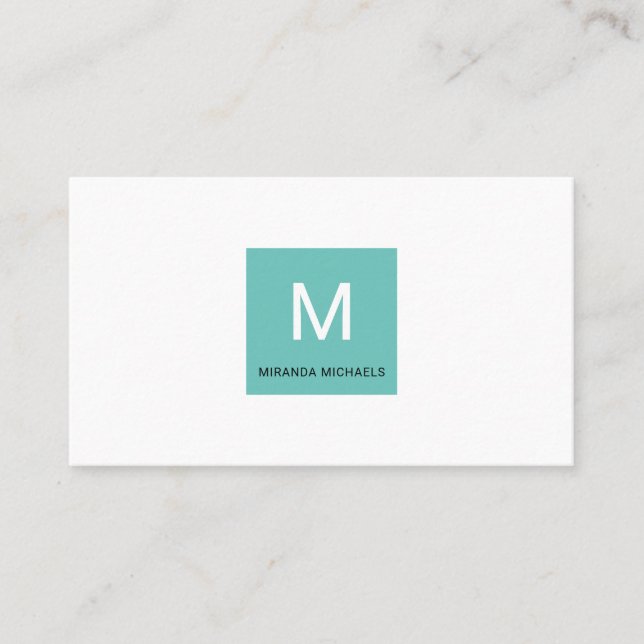 Einfache Square Monongram QR und Name Contact Card Visitenkarte (Vorderseite)