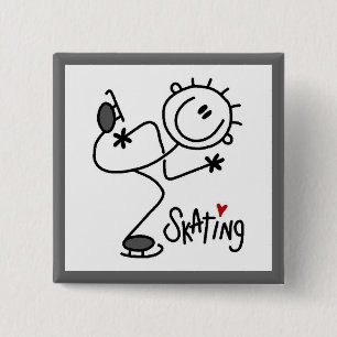 Einfache Stäbchenfigur Eislauf T-Shirts und Gesche Button