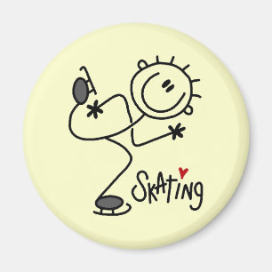 Einfache Stäbchenfigur Eislauf T-Shirts und Gesche Magnet