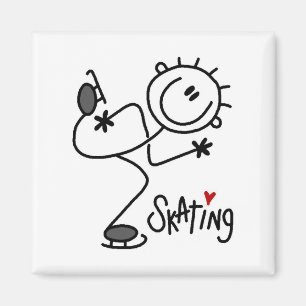 Einfache Stäbchenfigur Eislauf T-Shirts und Gesche Magnet