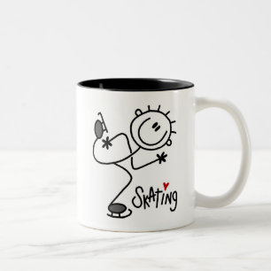 Einfache Stäbchenfigur Eislauf T-Shirts und Gesche Zweifarbige Tasse